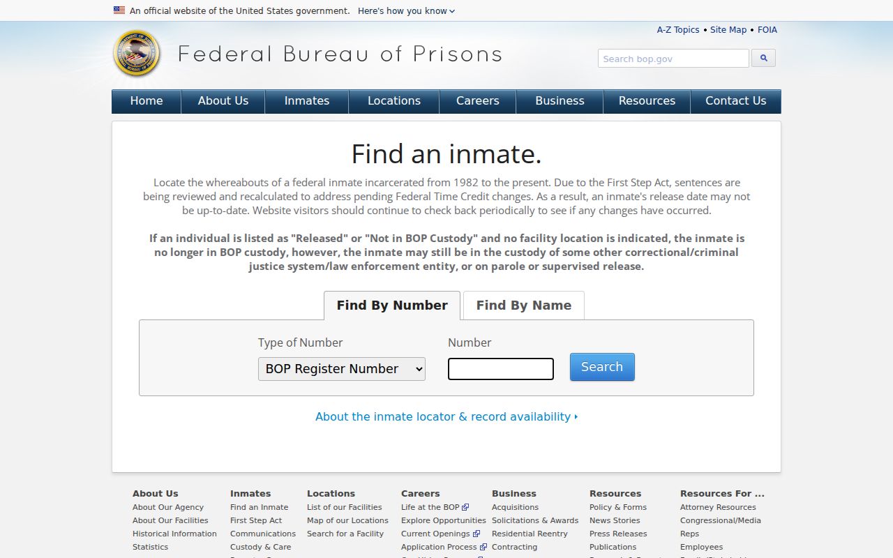 Federal inmate locator for custody after a Falls County related arrest