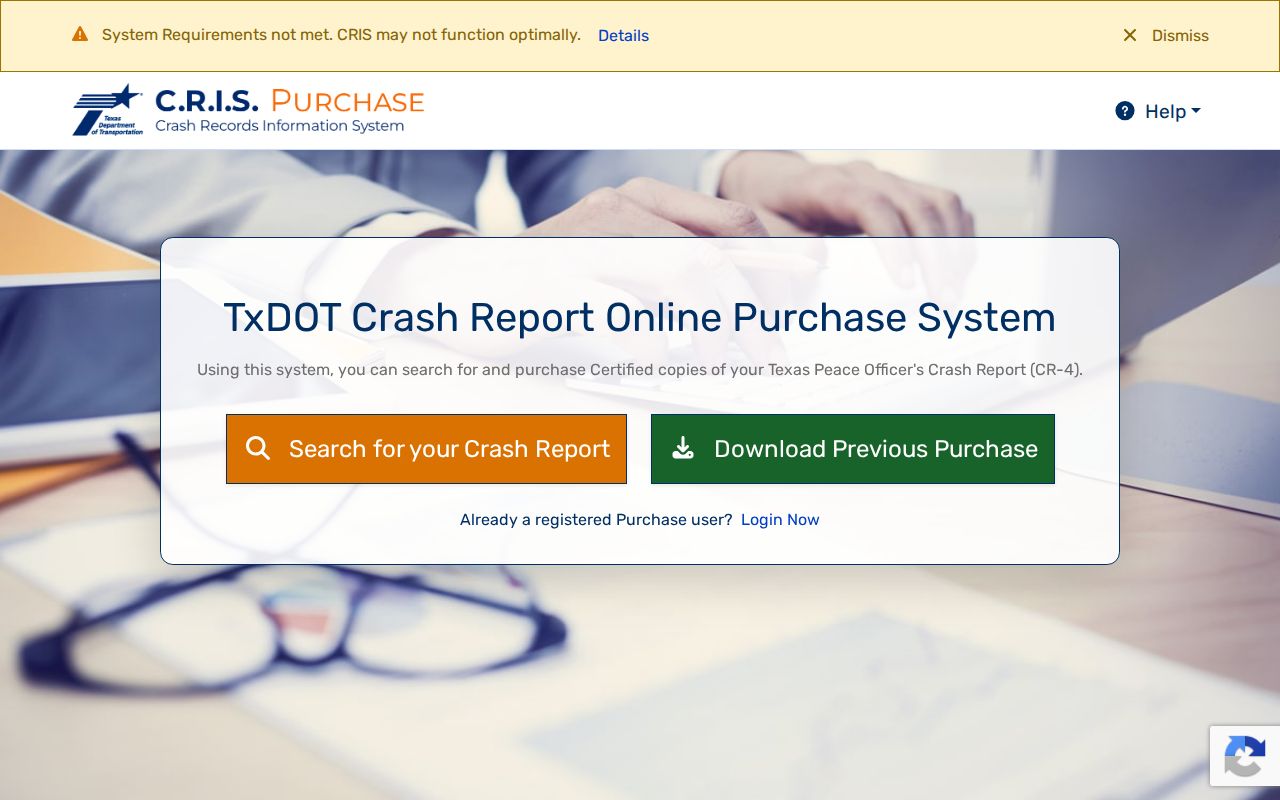 TxDOT crash report access related to Falls County arrest and incident records