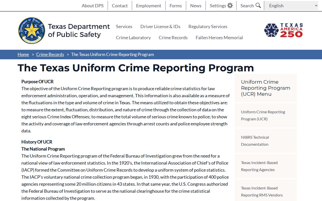 Falls County criminal records context from Texas Uniform Crime Reporting
